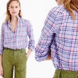J Crew Womens Plaid Purple Long Sleeve Button Down Shirt